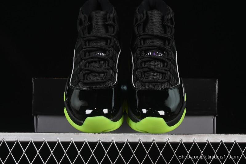 Nike Air Jordan 11 Retro CT8012-003 Basketball Shoes in Black & Guacamole Green