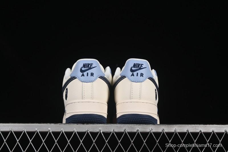 Nike Air Force 1 '07 Low Bape Collaboration Light Blue Swoosh Casual Sneakers - XS1958-554