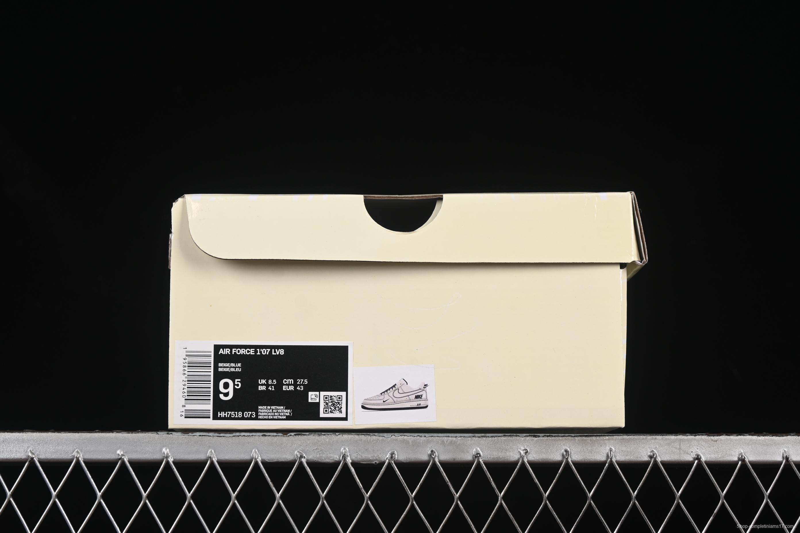 Nike Air Force 1'07 Low Collaboration Sneakers with Navy Blue Accents - HH7518-073