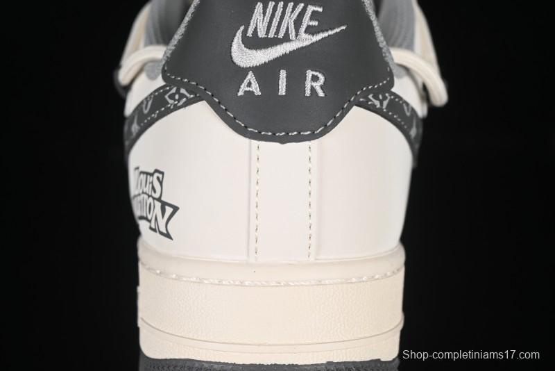 Nike Air Force 1 '07 Low LV Collaboration Two-Tone Grey Pattern Lace-Up Casual Sneakers - DM6868-063