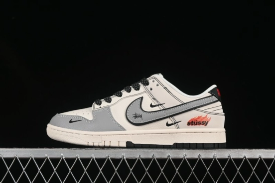 Nike SB Dunk Low Stussy Collaboration Dual-Tone Black Grey Anniversary Custom Low-Top Skate Shoes - ZH2598-227