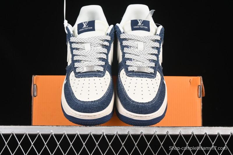 Nike Air Force 1'07 Low LV Collaboration Dark Blue Checkerboard Casual Sneakers - XS1958-551