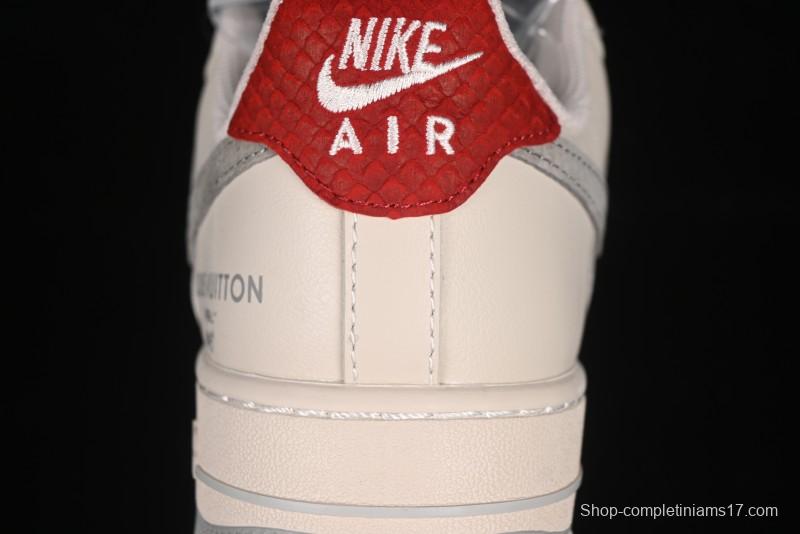 Nike Air Force 1 '07 Low LV Collaboration Beige Grey Snake Swoosh Casual Sneakers - XX3168-130