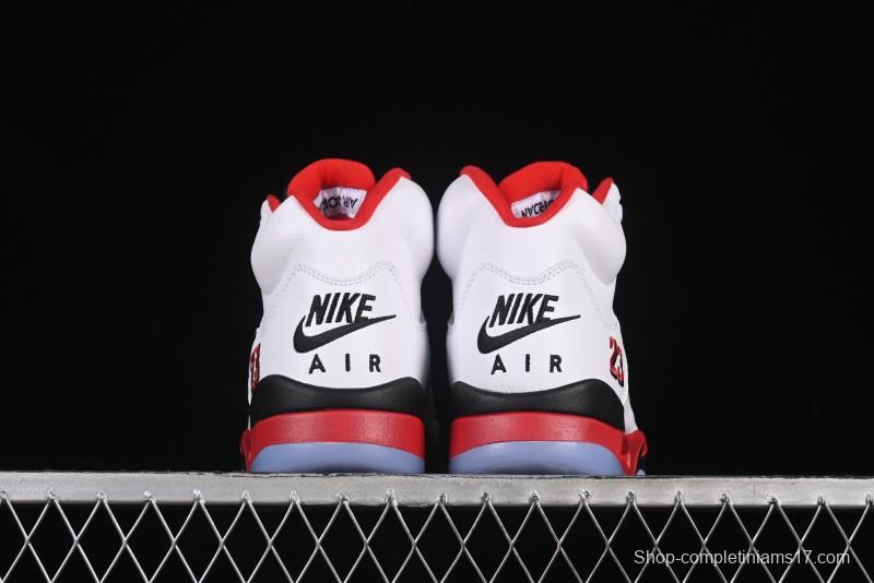 Nike Air Jordan 5 Retro Basketball Shoes Fire Red Black Tongue - HQ7978-101