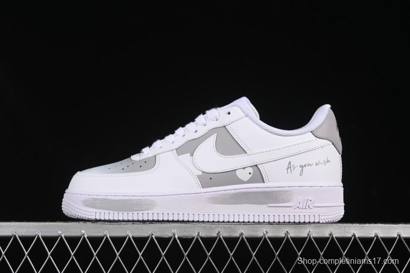 Nike Air Force 1 '07 Low Custom Official Hot Style 2D Theme White Gray Spray Paint Casual Sneakers - CW2288-111