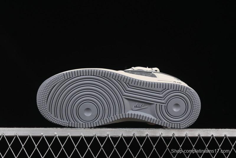 Nike Air Force 1 '07 Low Stussy Collaboration Grey Diamond Lace-Up Casual Sneakers - DM6868-072