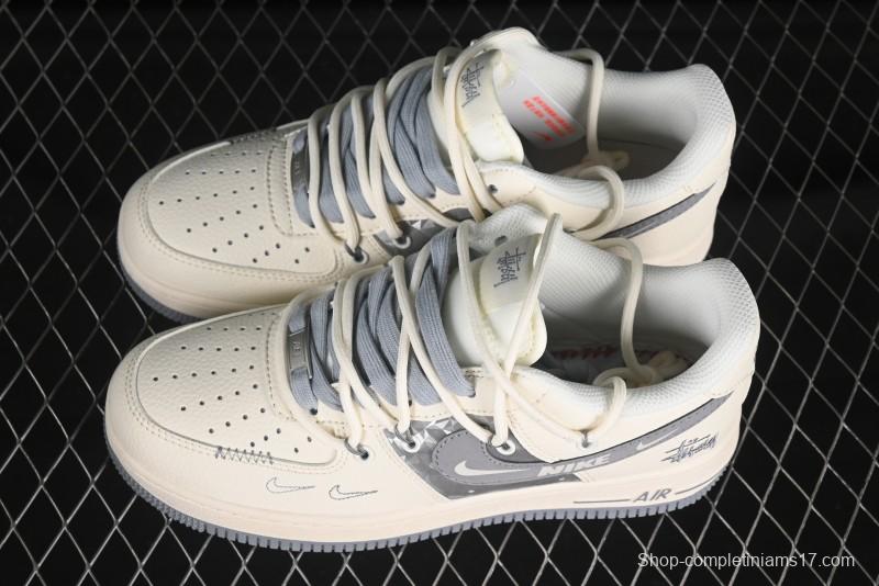 Nike Air Force 1 '07 Low Stussy Collaboration Grey Diamond Lace-Up Casual Sneakers - DM6868-072