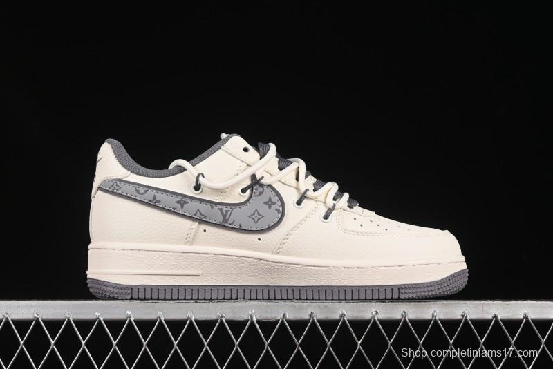 Nike Air Force 1 '07 Low LV Collaboration Grey Swoosh Drawstring Casual Sneakers - DM6868-067