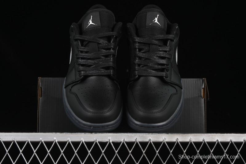 Nike Air Jordan 1 Low AJ1 Basketball Shoes Black White Canvas Leather Panel - HV5968-001