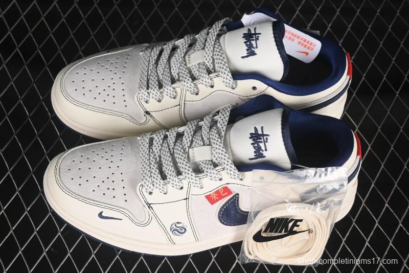 Nike Air Jordan 1 Low AJ1 Year of the Snake Limited Edition Blue Hook Woven Custom High-End Retro Basketball Shoes - YX5066-316