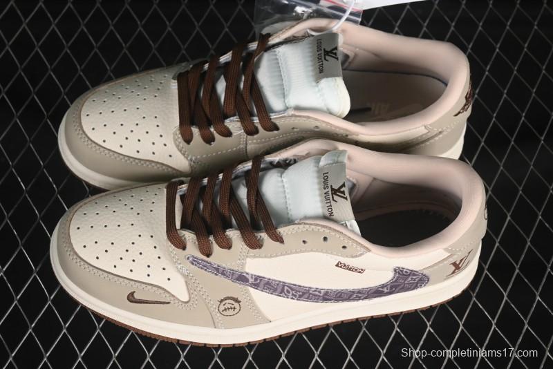 Nike Travis Scott x Fragment Design x Air Jordan 1 Low OG SP AJ1 LV Collaboration Sneakers - XS2024-060
