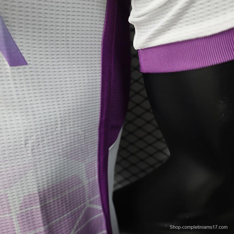 Player Version 2025 Algeria White with Purple Honeycomb Pattern Jersey