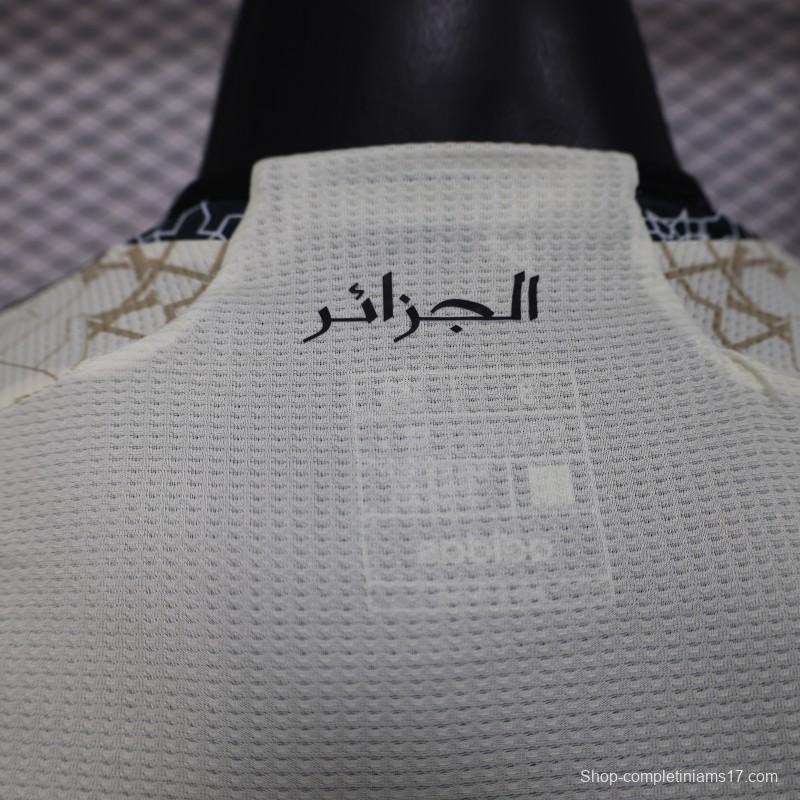 Player Version 2025 Algeria White with Islamic Geometric Pattern Jersey