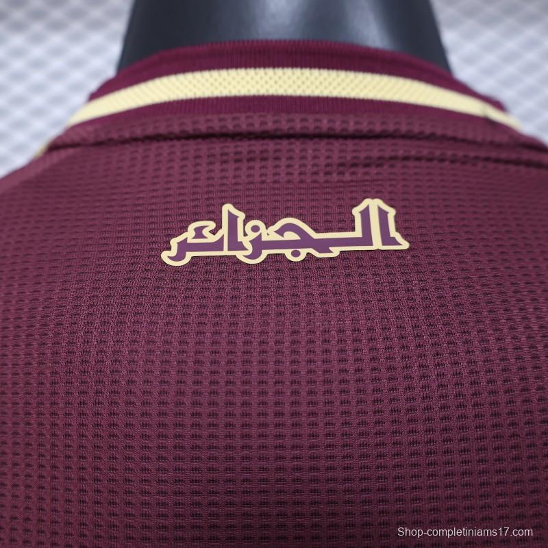 Player Version 2025 Algeria Burgundy with Gold Ornamental Pattern Jersey