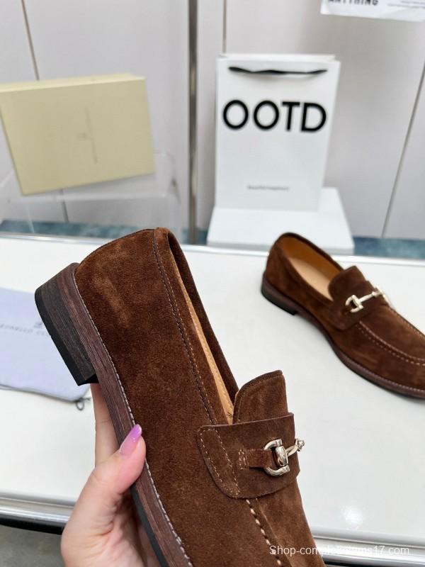 2024 Men Brunello Cucinelli Brown Suede Leather Loafers MJ00480