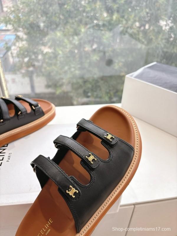 2025 CELINE Black Leather Slippers