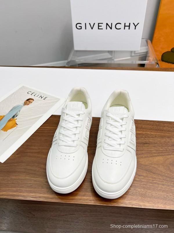2024 Unisex Givenchy White Silk Calf Leather Patent Leather Sneakers MJ00380