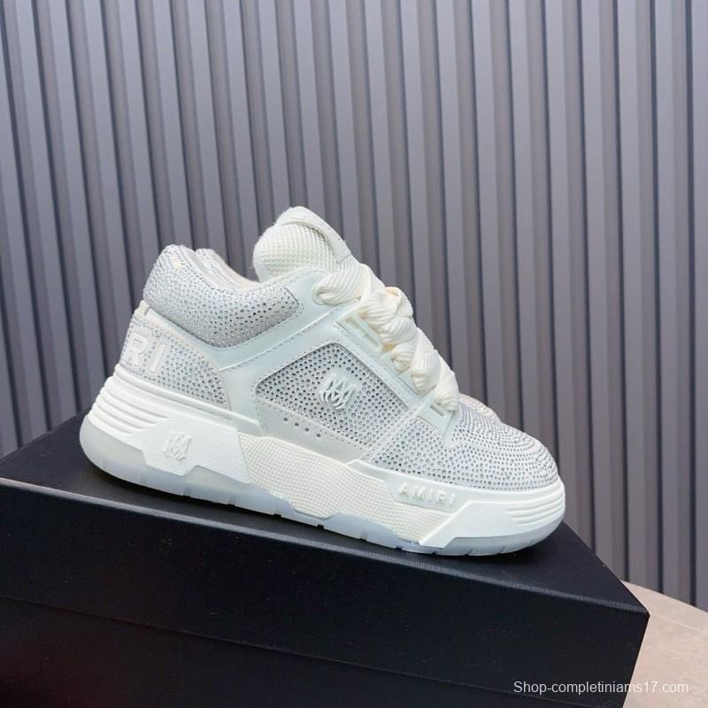 2024 Unisex Amiri White Mesh Leather Sneakers MJ00410
