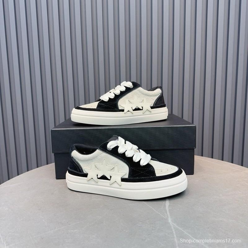 2024 Unisex Amiri Black White Leather Sneakers MJ00300