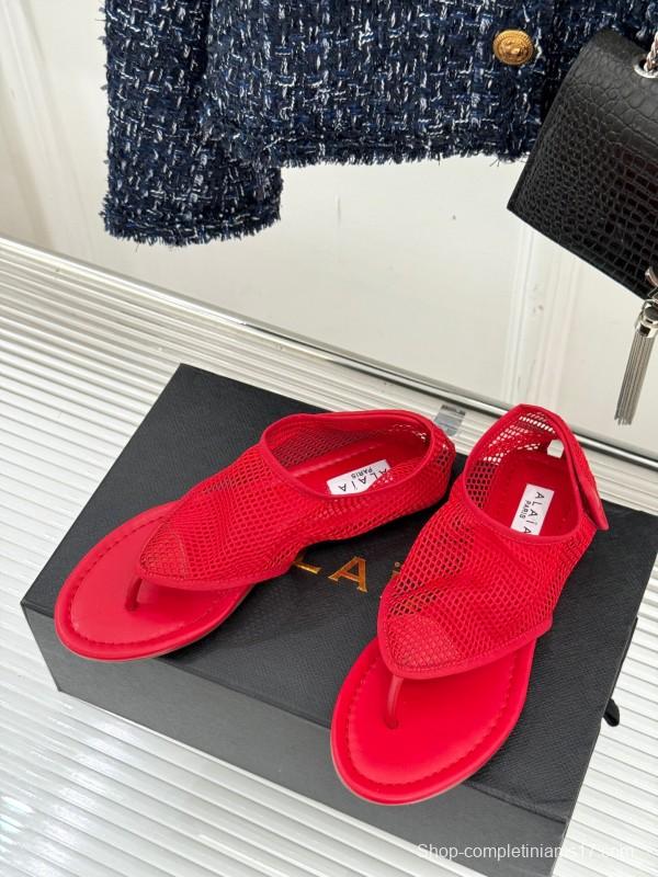 2025 Women YSL Red Mesh Sandals