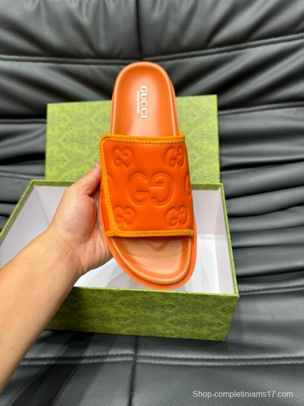 2024 GUCCI orange leather slippers MJ00200