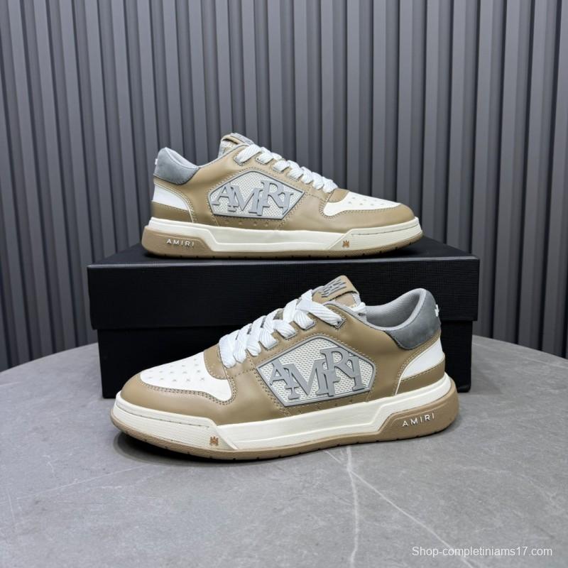 2025 Unisex Amiri Beige White Leather Sneakers MJ00360