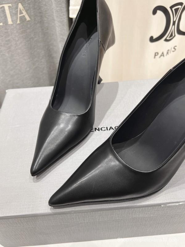 2025 Women Balenciaga Black Leather High Heels