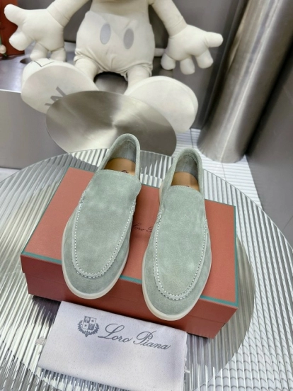 2024 Women LP Light Grey Suede Loafers MJ00270