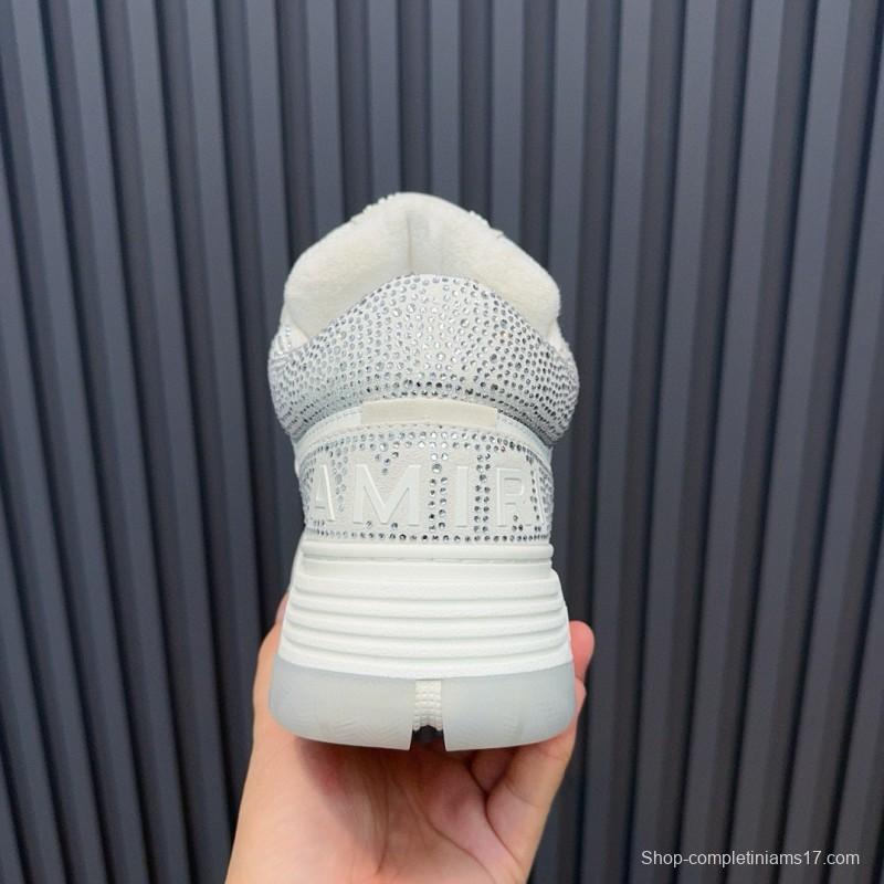 2024 Unisex Amiri White Mesh Leather Sneakers MJ00410