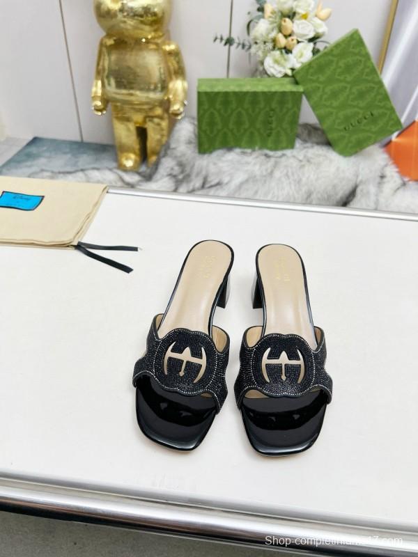 2025 Gucci Black Leather Slippers