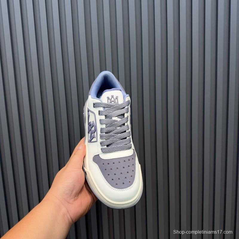 2025 Unisex Amiri White Grey Leather Sneakers MJ00360