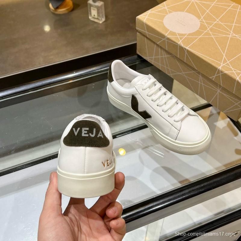 2025 Unisex VEJA White Black Leather Canvas Vulcanized Sneakers MJ00240