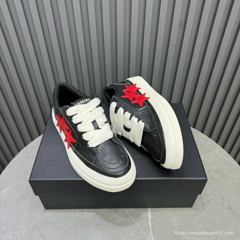 2024 Unisex Amiri Black Red Leather Sneakers MJ00300