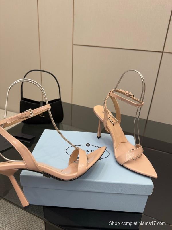 2025 Women Prada Nude Leather Sandals