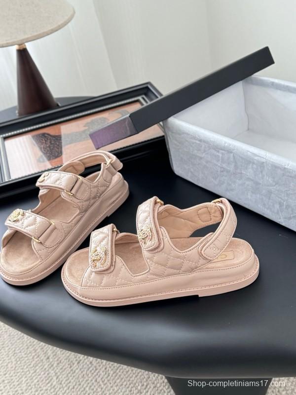 2025 Women Chanel Beige Leather Sandals LY00320