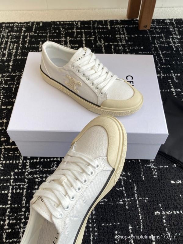 2025 Women Celine White Canvas Sneakers KFY00285