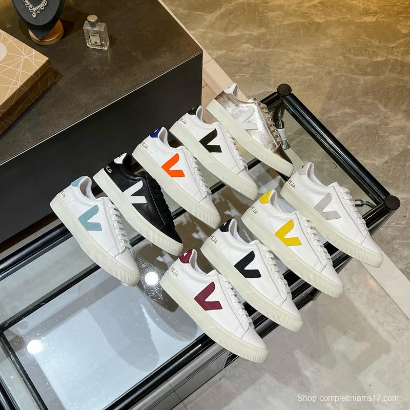 2025 Unisex VEJA White Grey Leather Canvas Sneakers MJ00240