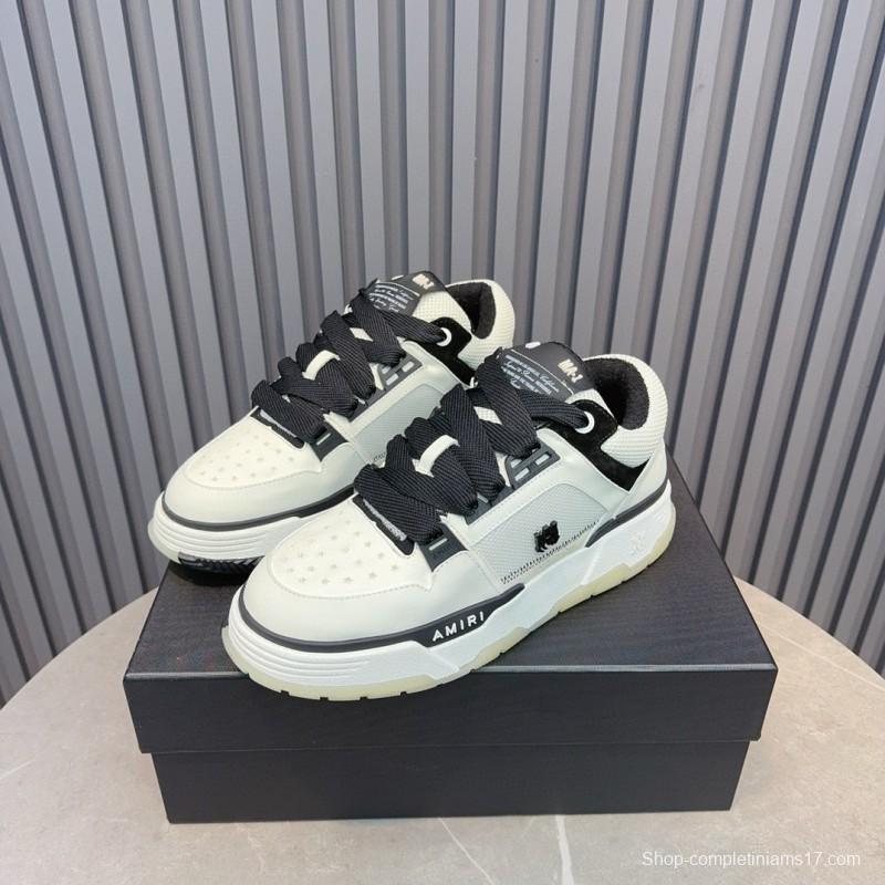 2024 Unisex Amiri Black White Leather Sneakers MJ00360