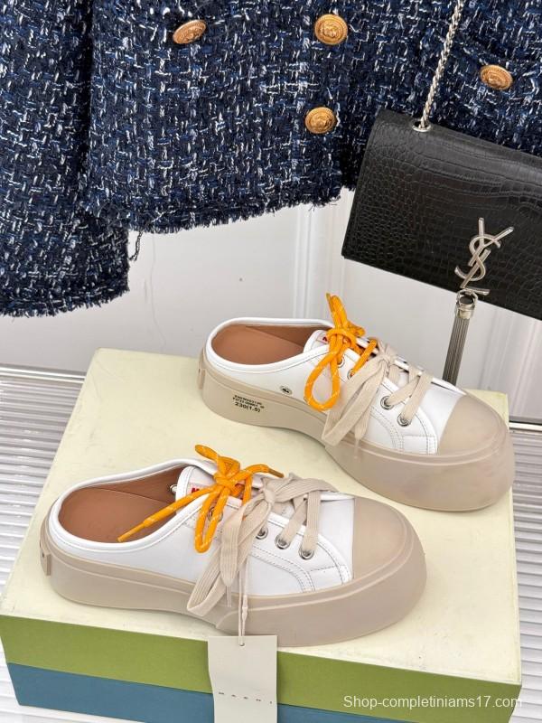 2025 Women Yves Saint Laurent White Leather Low-Top Platform Sneakers Yellow Laces Casual Chic YSL1234 (F)