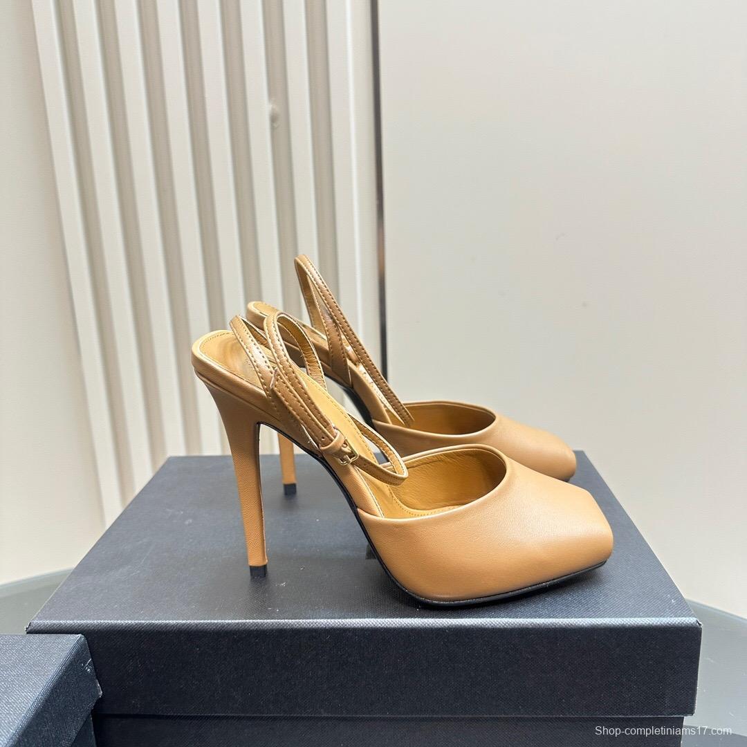 2025 Women Yves Saint Laurent Tan Calf Leather Heels KFY00280