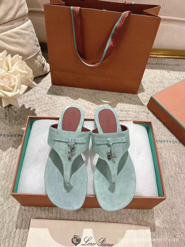 2025 Women Le Parmentier Mint Suede Slippers LY00250
