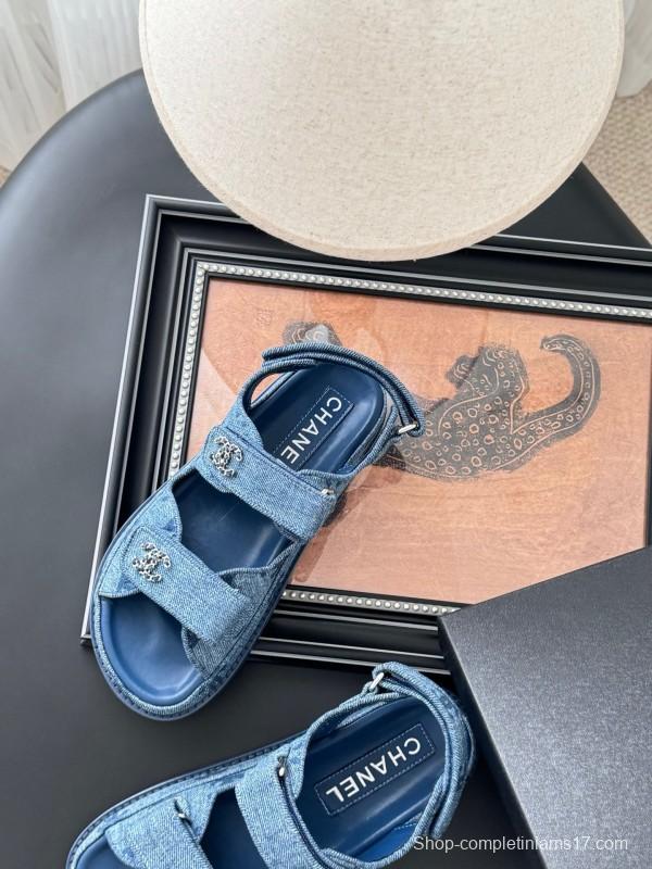 2025 Women Chanel Blue Denim Sandals LY00320