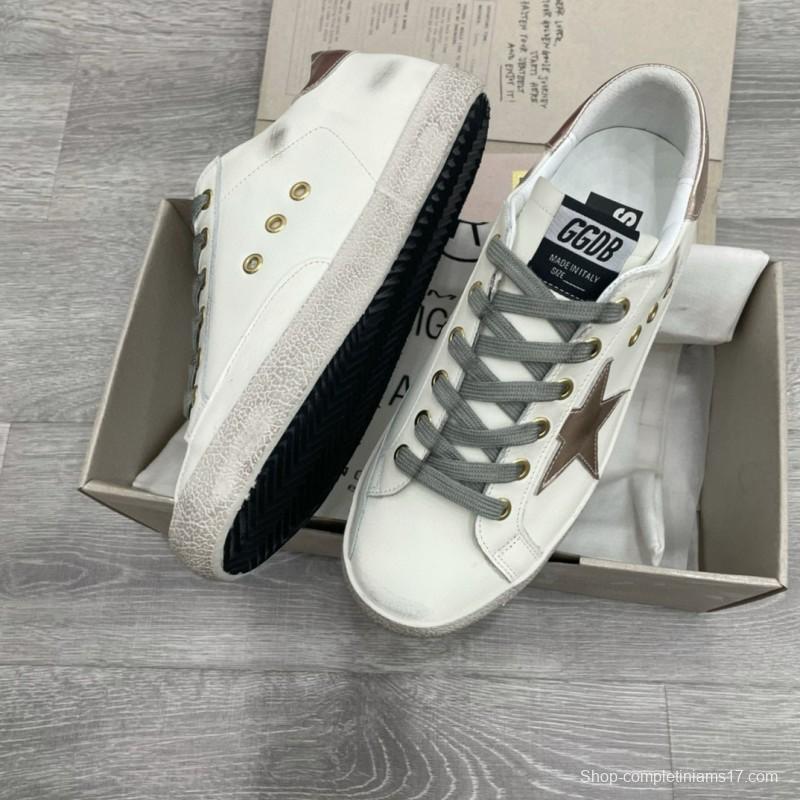 2025 Women GGDB White Brown Leather Sneakers