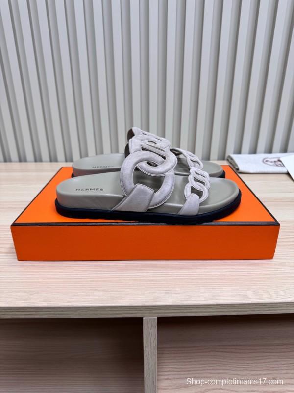 2025 Slippers Hermès Grey Suede Slippers