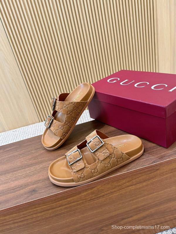 2025 Women Gucci Beige Leather Sandals LY00260