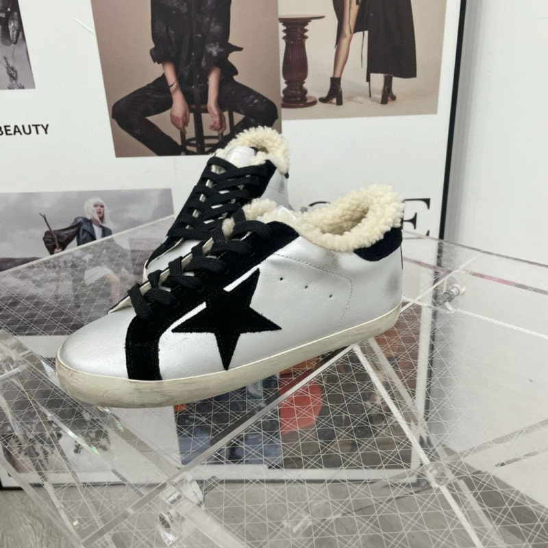 2025 Women GGDB Black White Leather Shearling Sneaker