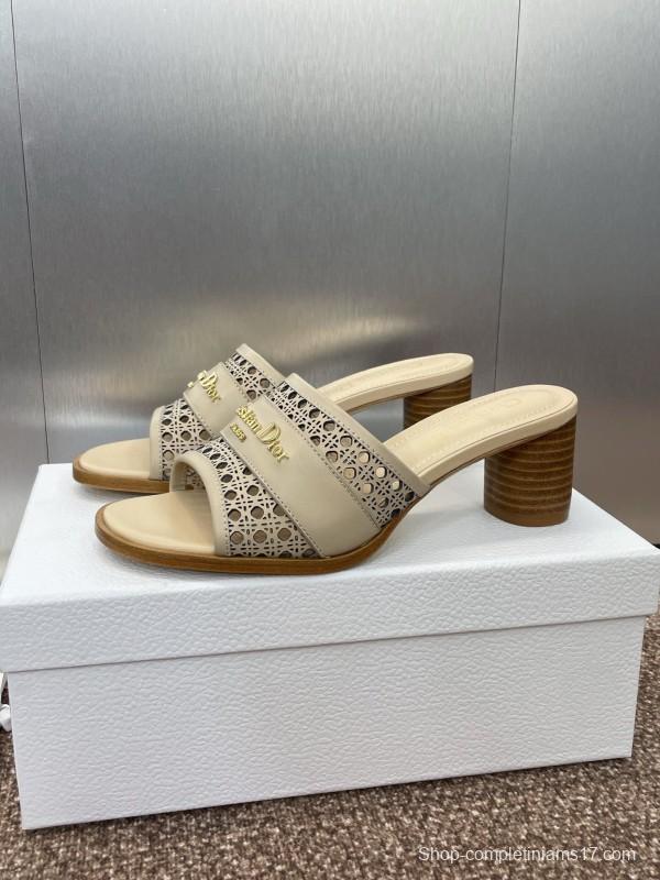 2025 Women Dior Beige Leather Sandals