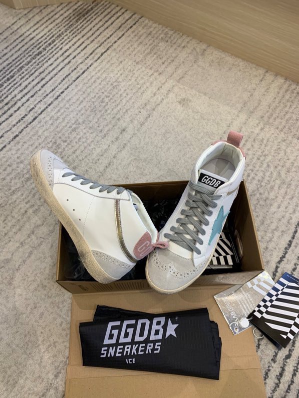 2024 Unisex GGDB White Blue Suede Leather High Top Sneakers MJ00300