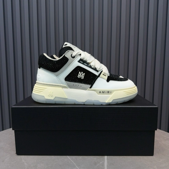 2024 Unisex Amiri Black White Leather Sneakers MJ00410