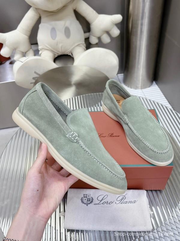 2025 Men LP Light Green Suede Loafers LY00260